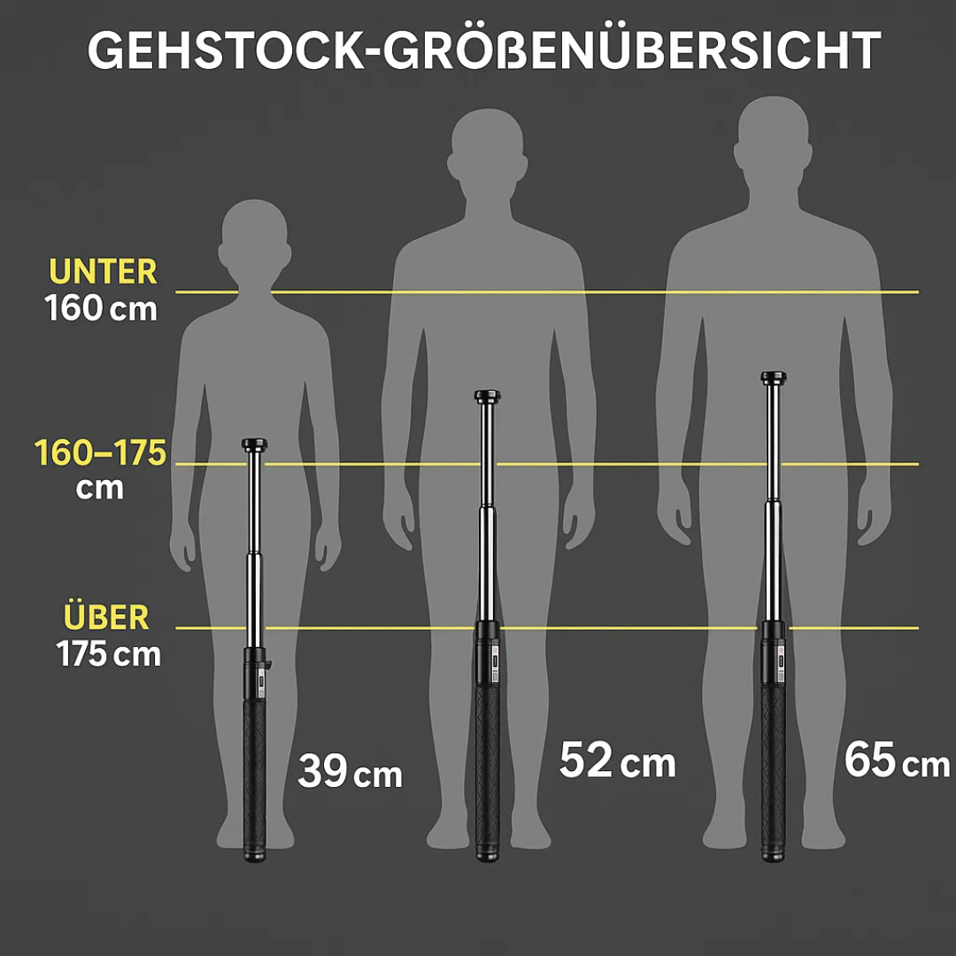 Ausziehbarer Schlagstock – faltbarer Wanderstock mit rutschfestem Griff, Selbstverteidigung Kampfstock