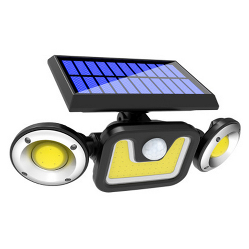 Solar Außenlampe mit Bewegungsmelder – LED Flutlicht mit 3 Strahlern für Garten, Hof und Garage