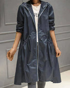 Women's Long Waterproof Raincoat | Weatherproof, Full-Zip & Adjustable Hood for Commuting and Travel