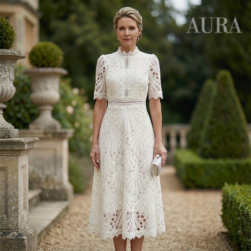 Lace Midi Dress With Sleeves