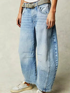 Women's Leopard Print Barrel Jeans | Comfortable Mid-Rise Fit & Trendy Ankle-Length for Casual Fashion Statements