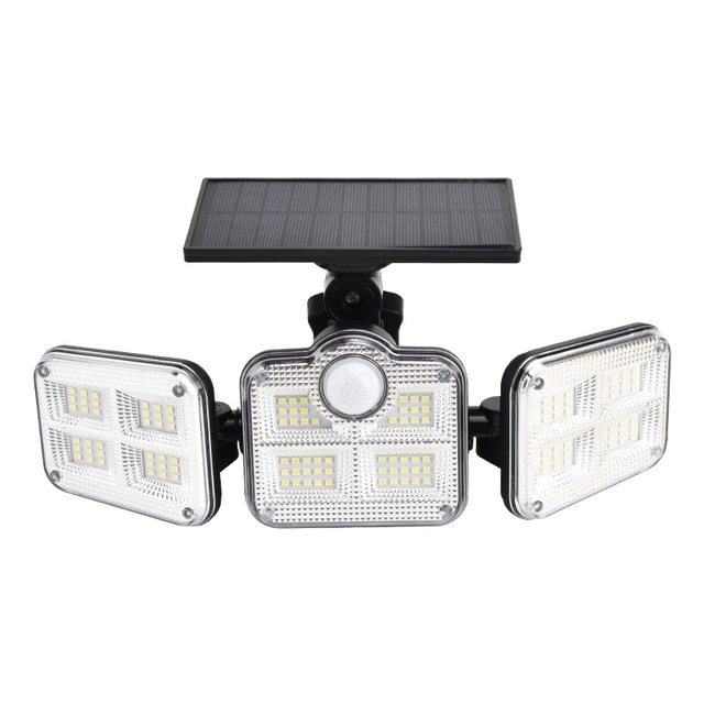 Solar Außenlampe mit Bewegungsmelder – LED Flutlicht mit 3 Strahlern für Garten, Hof und Garage