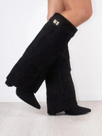 Women's Knee High Boots | Wide Flare Top, Block Heel & Versatile for Casual or Dressy Outfits