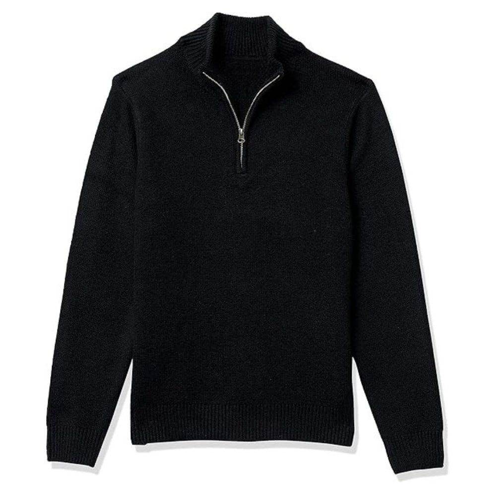 Mens Half Zip Sweater - V-Neck Knit | Smart Casual Lightweight Jumper