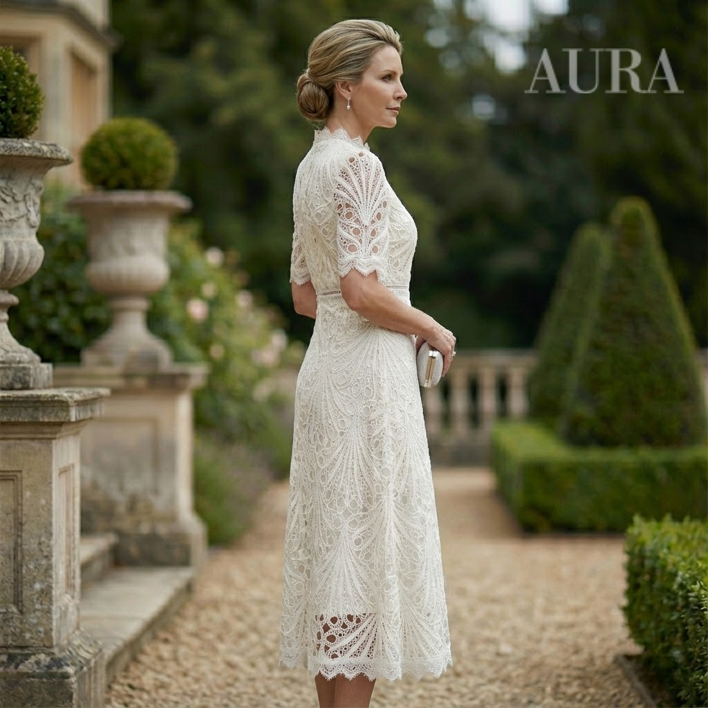 Lace Midi Dress With Sleeves