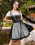 Women's Traditional Bavarian Dirndl Dress | Lace-Up Bodice, Off-Shoulder Sleeves & Perfect for Oktoberfest Celebrations