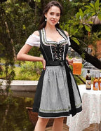 Women's Traditional Bavarian Dirndl Dress | Lace-Up Bodice, Off-Shoulder Sleeves & Perfect for Oktoberfest Celebrations
