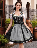 Women's Traditional Bavarian Dirndl Dress | Lace-Up Bodice, Off-Shoulder Sleeves & Perfect for Oktoberfest Celebrations