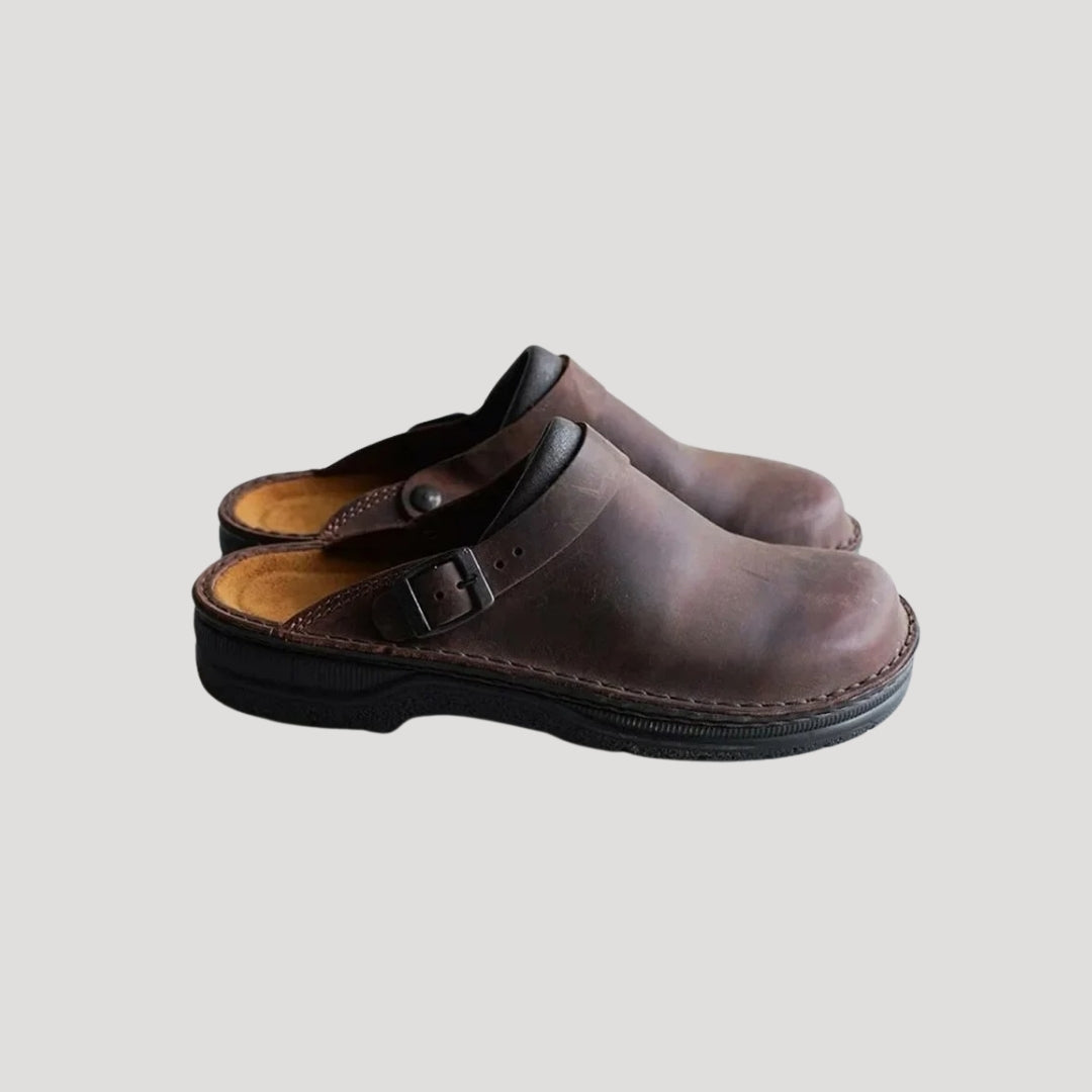 Men Leather Slip On - Closed Toes Slippers