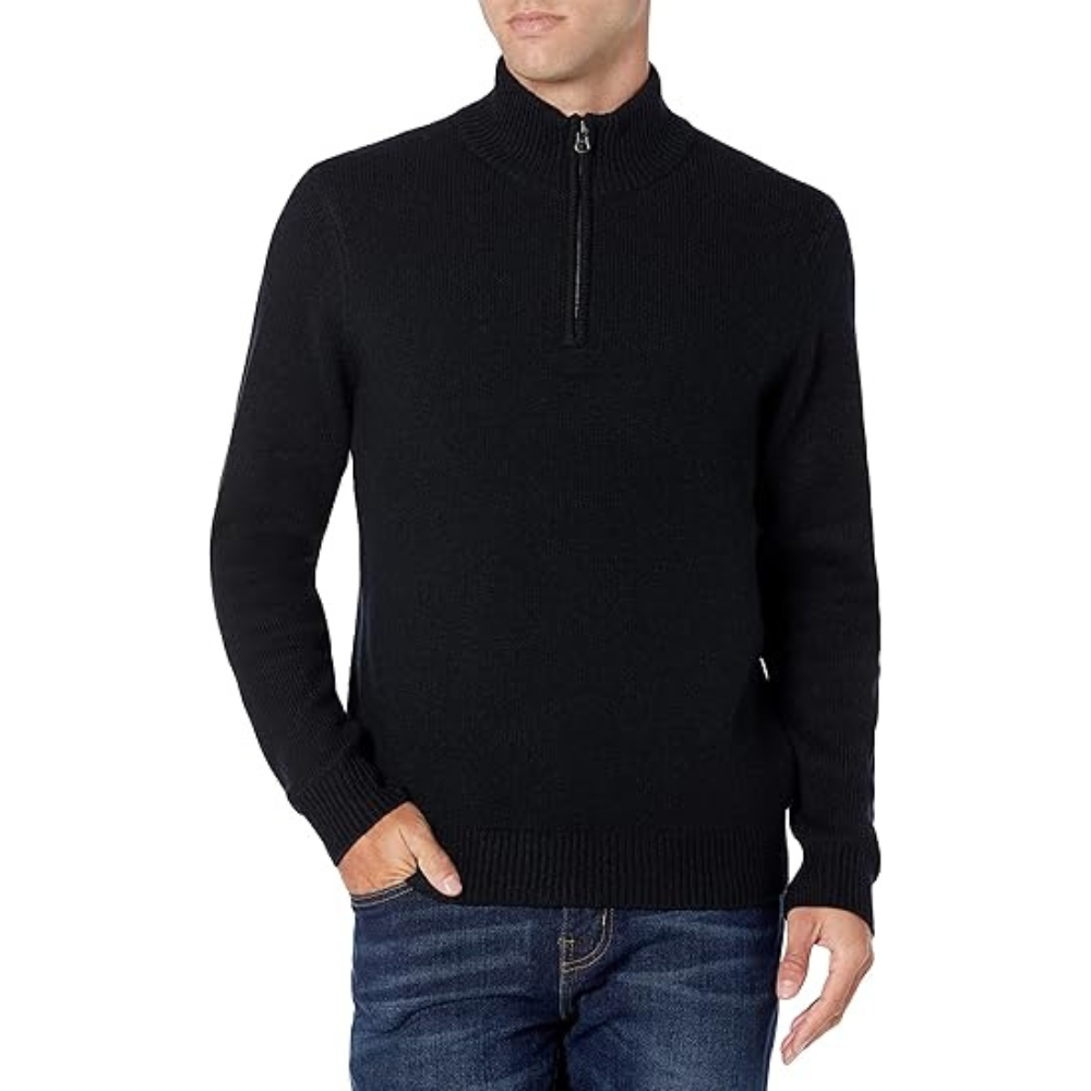 Mens Half Zip Sweater - V-Neck Knit | Smart Casual Lightweight Jumper