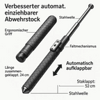 Ausziehbarer Schlagstock – faltbarer Wanderstock mit rutschfestem Griff, Selbstverteidigung Kampfstock