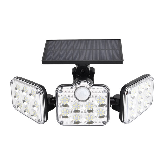 Solar Außenlampe mit Bewegungsmelder – LED Flutlicht mit 3 Strahlern für Garten, Hof und Garage