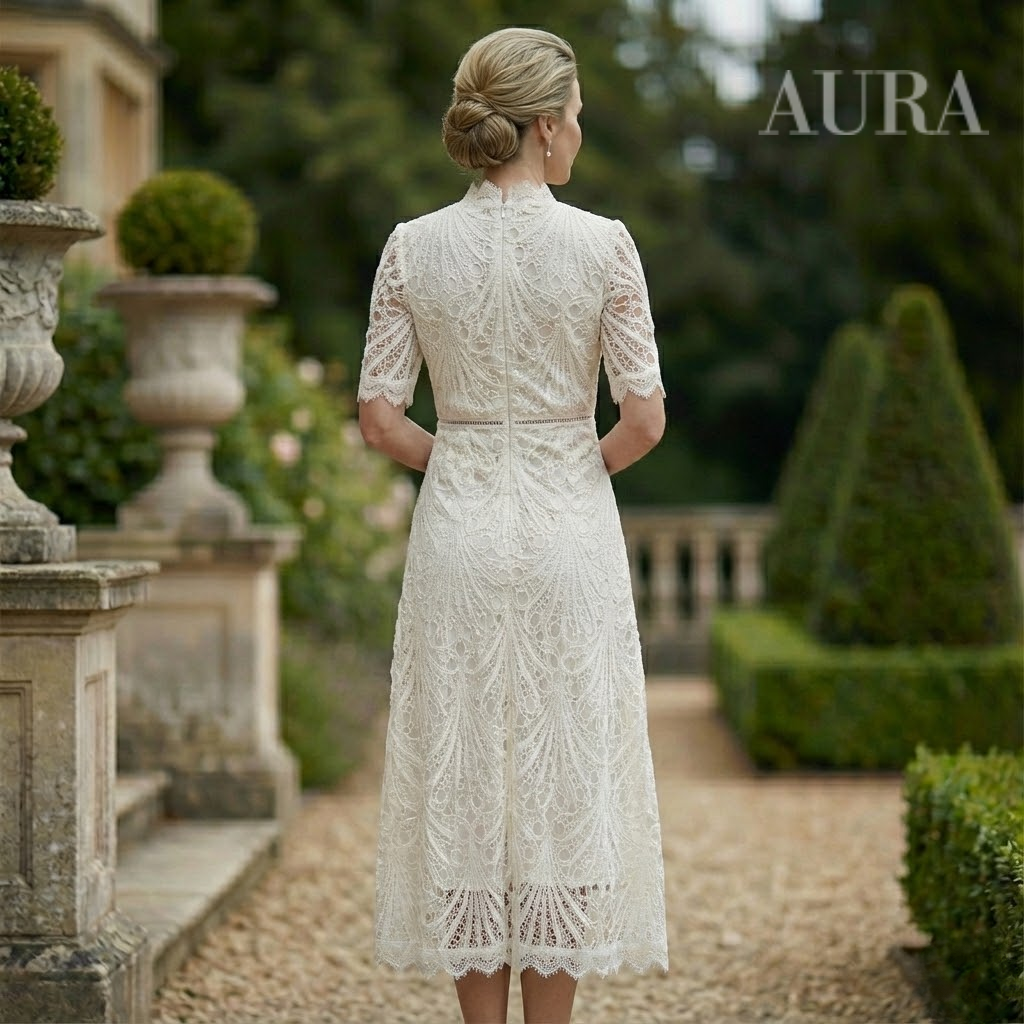 Lace Midi Dress With Sleeves