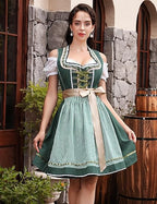 Women's Traditional Bavarian Dirndl Dress | Lace-Up Bodice, Off-Shoulder Sleeves & Perfect for Oktoberfest Celebrations