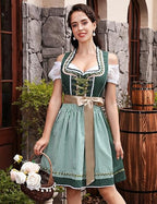 Women's Traditional Bavarian Dirndl Dress | Lace-Up Bodice, Off-Shoulder Sleeves & Perfect for Oktoberfest Celebrations