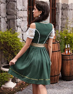 Women's Traditional Bavarian Dirndl Dress | Lace-Up Bodice, Off-Shoulder Sleeves & Perfect for Oktoberfest Celebrations