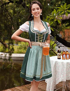 Women's Traditional Bavarian Dirndl Dress | Lace-Up Bodice, Off-Shoulder Sleeves & Perfect for Oktoberfest Celebrations