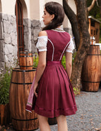 Women's Traditional Bavarian Dirndl Dress | Lace-Up Bodice, Off-Shoulder Sleeves & Perfect for Oktoberfest Celebrations