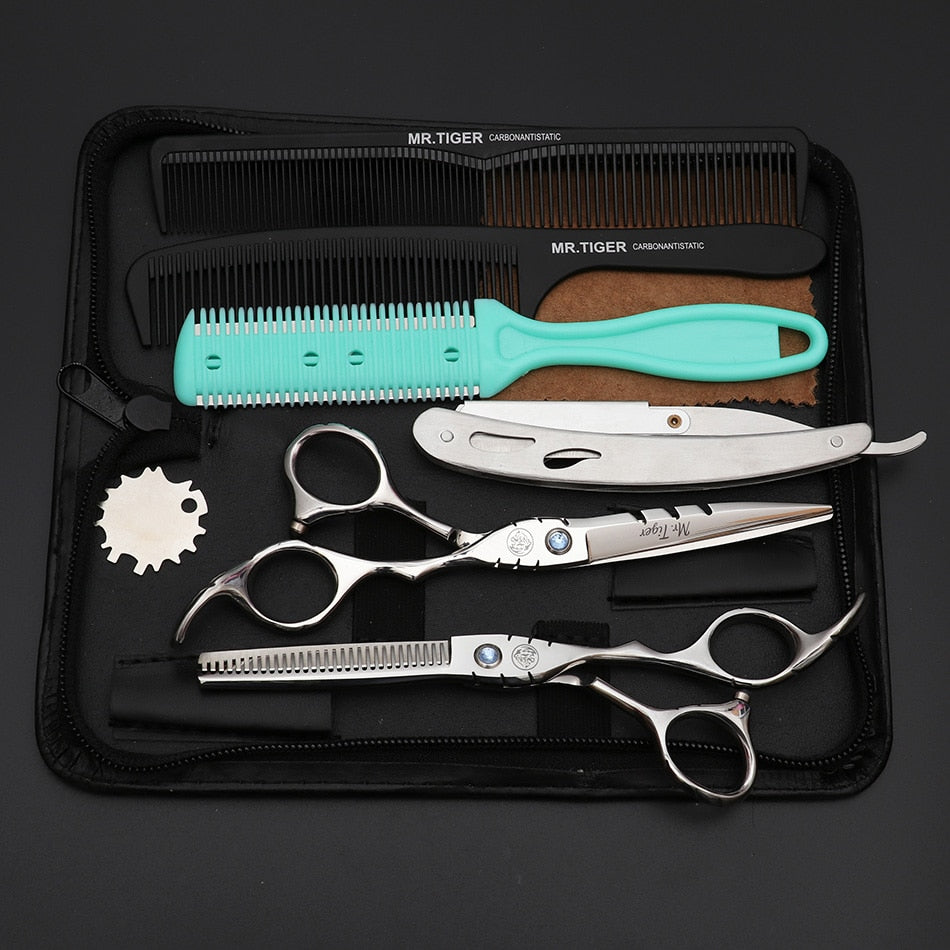 Professionelle Friseurschere zum Haare schneiden – Japanisches Haarschneide Set mit Effilierschere