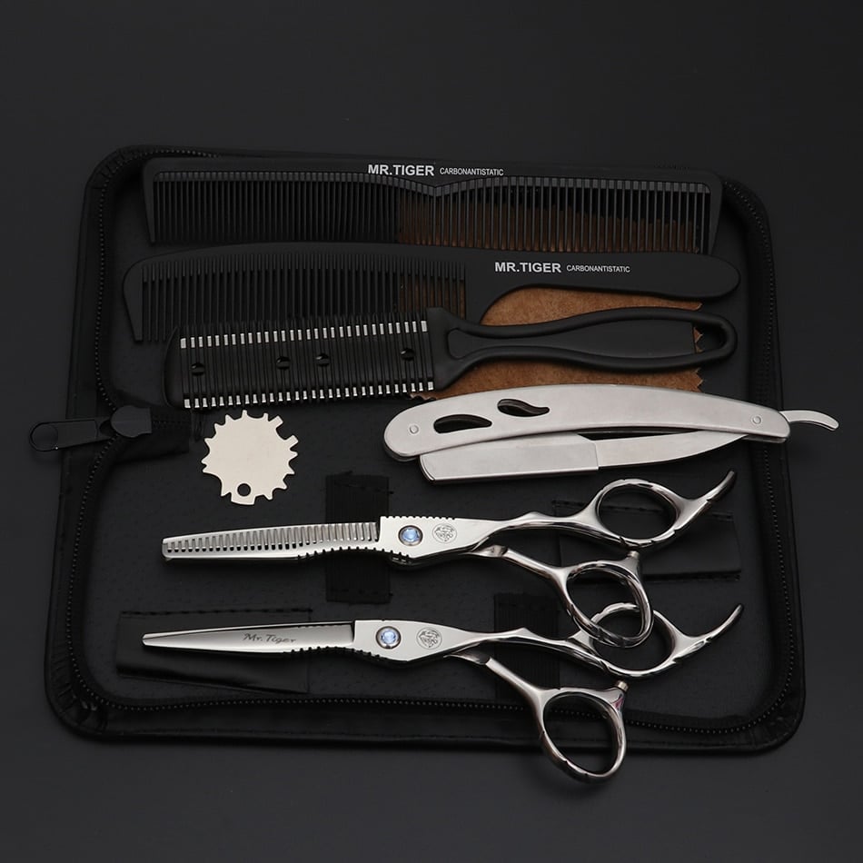 Professionelle Friseurschere zum Haare schneiden – Japanisches Haarschneide Set mit Effilierschere