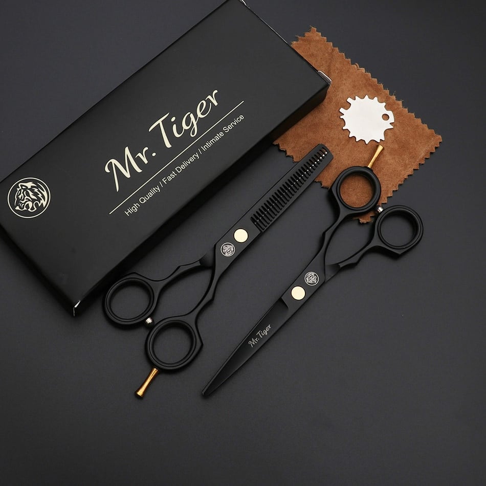 Professionelle Friseurschere zum Haare schneiden – Japanisches Haarschneide Set mit Effilierschere