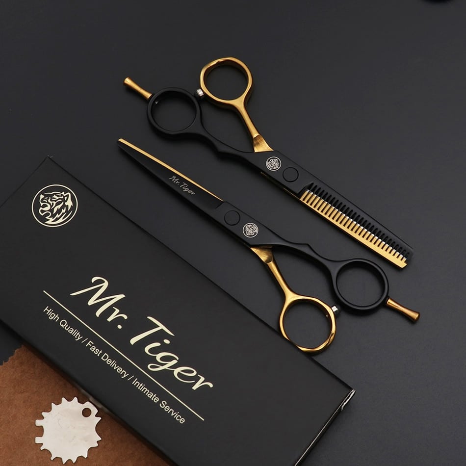 Professionelle Friseurschere zum Haare schneiden – Japanisches Haarschneide Set mit Effilierschere