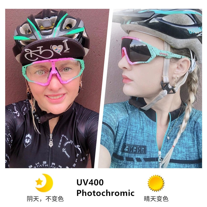 Fahrradbrille Damen & Herren – Selbsttönende, winddichte Brille für Mountainbike mit polarisierter Linse