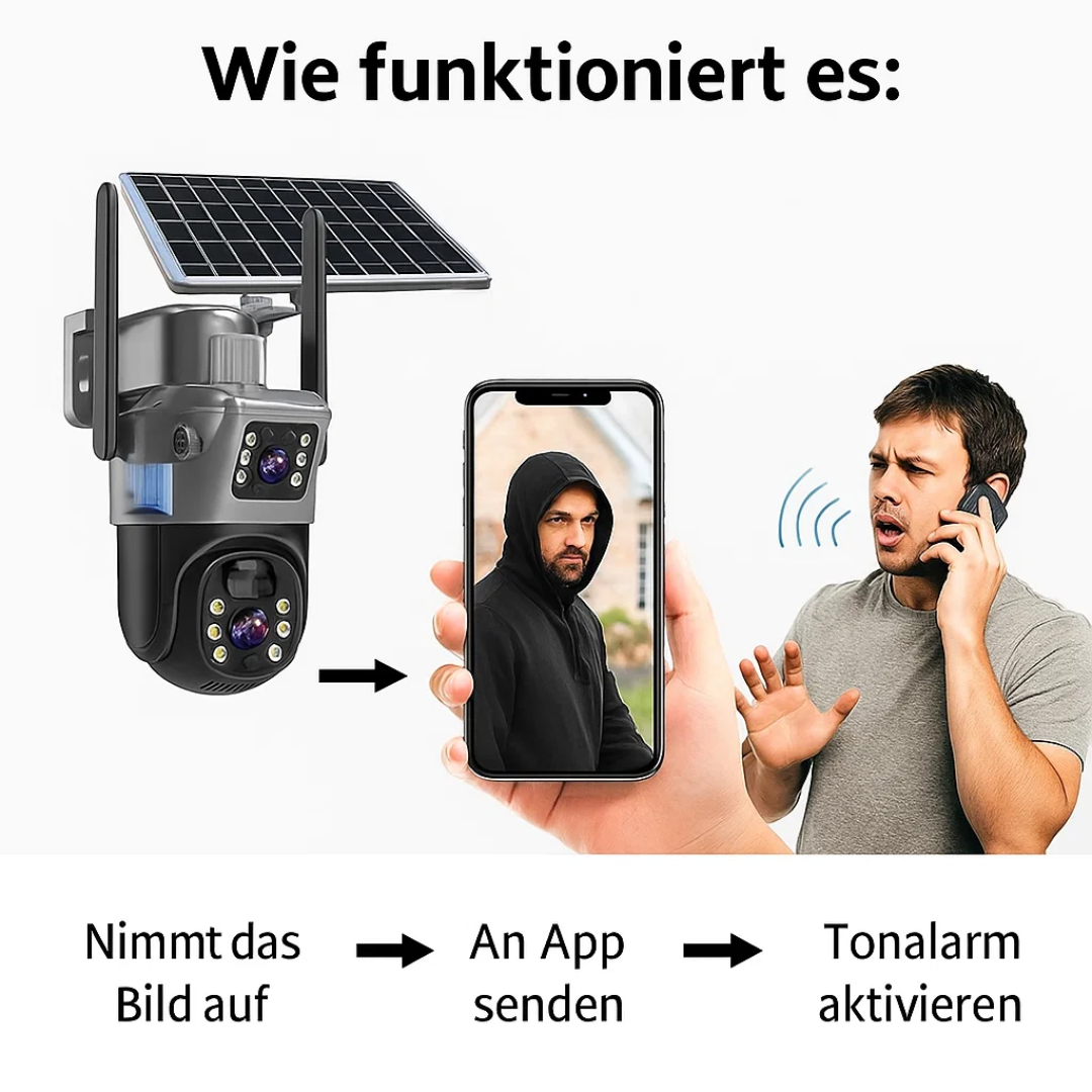 Solar Kamera – 4K Überwachungskamera außen mit Solarpanel, kabellose Überwachungskamera Solar Testsieger