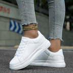 Women’s Clean White Leather Sneakers | Minimalist Design, Cushioned Insole & Ideal for Everyday Casual Wear
