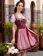 Women's Traditional Bavarian Dirndl Dress | Lace-Up Bodice, Off-Shoulder Sleeves & Perfect for Oktoberfest Celebrations