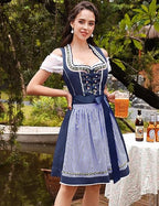 Women's Traditional Bavarian Dirndl Dress | Lace-Up Bodice, Off-Shoulder Sleeves & Perfect for Oktoberfest Celebrations