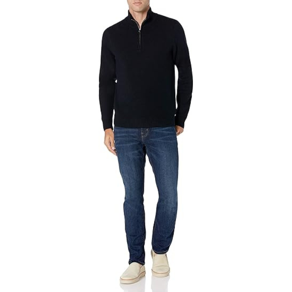 Mens Half Zip Sweater - V-Neck Knit | Smart Casual Lightweight Jumper