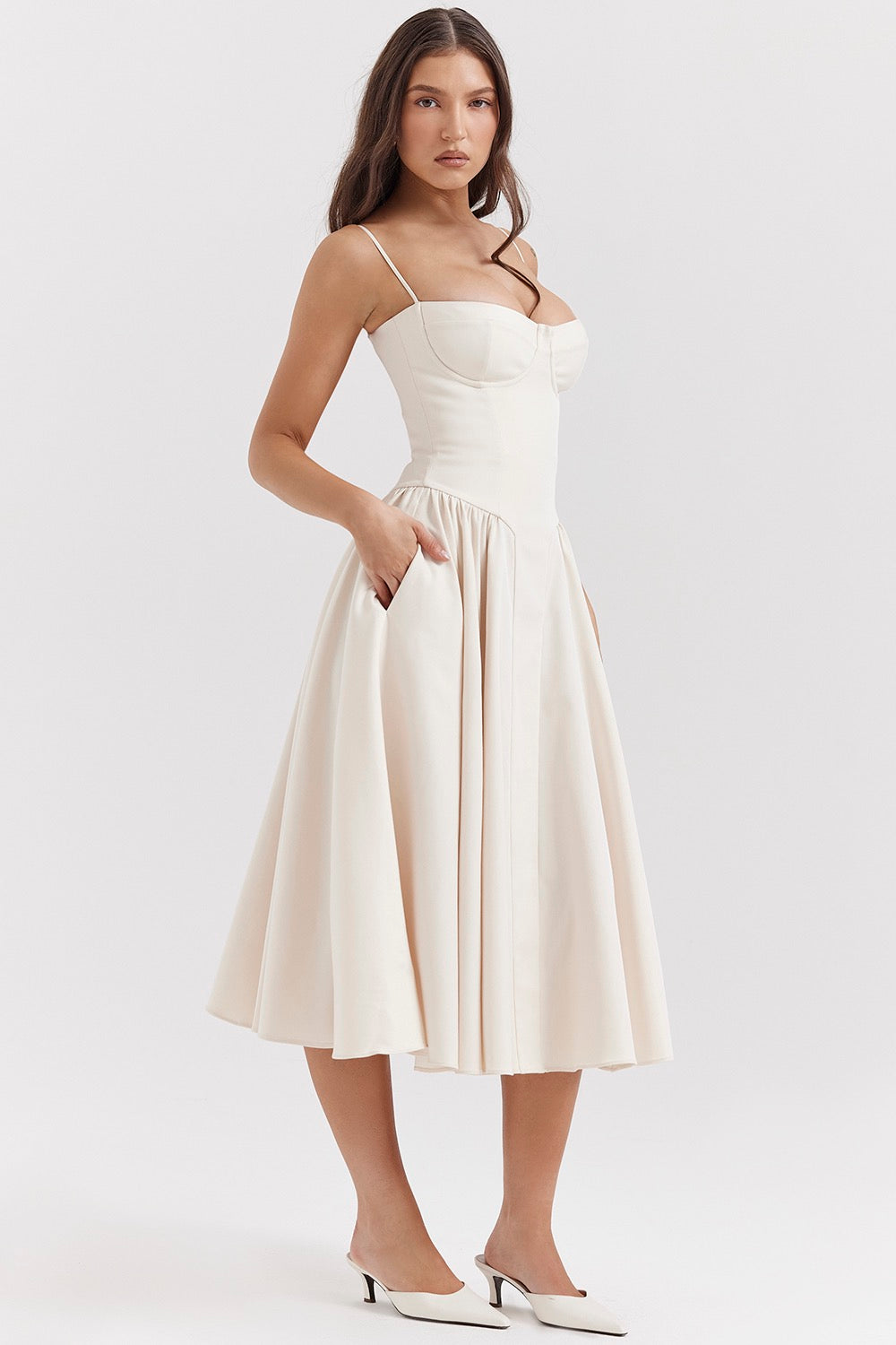 Midi Corset Dress | Adjustable Straps, Fitted Bodice & Flattering Fit for Casual to Formal Occasions