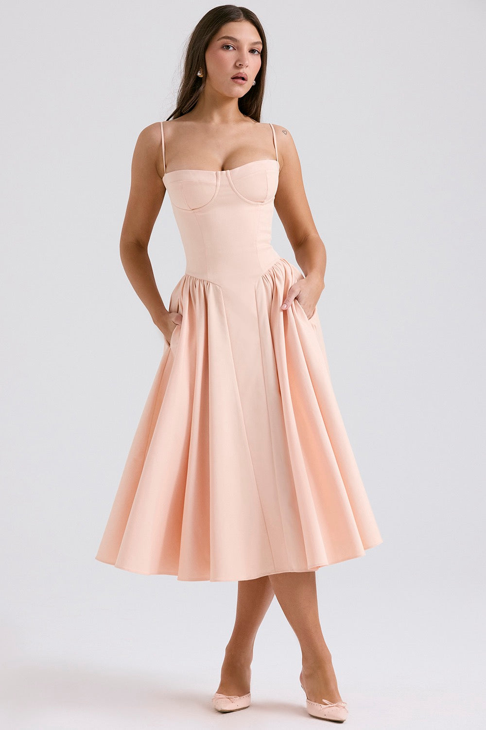 Midi Corset Dress | Adjustable Straps, Fitted Bodice & Flattering Fit for Casual to Formal Occasions