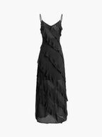 Women's Flattering Ruffled Long Dress | Versatile Cotton-Polyester Blend for Day to Evening Wear