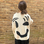 Extra Large Chunky Knit Sweater | Smiley Design, Oversized Fit & Comfortable for Lounging or Casual Outings