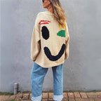 Extra Large Chunky Knit Sweater | Smiley Design, Oversized Fit & Comfortable for Lounging or Casual Outings