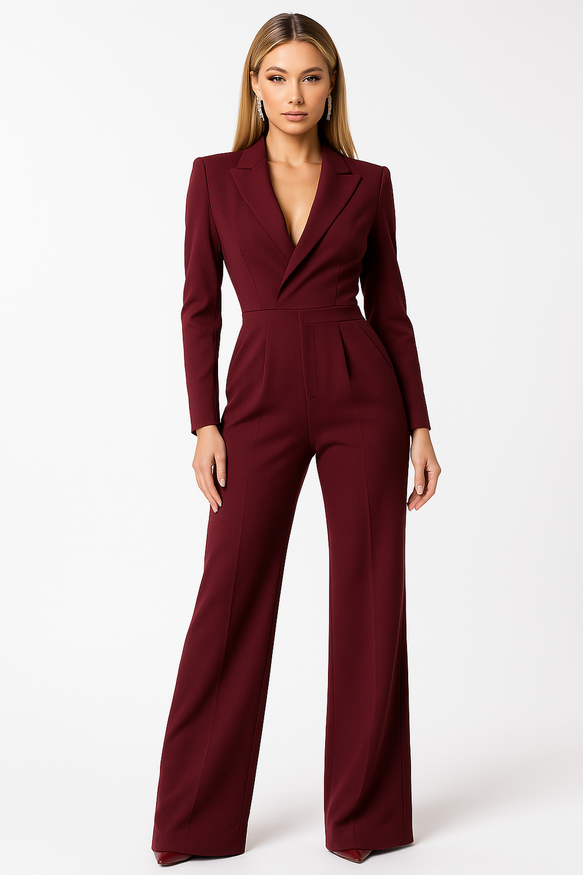 Women's Jumpsuit with V-Neck – Wide Leg & Elegant Look