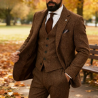 Men’s Tailored Three-Piece Tweed Tuxedo | Classic Fit for Weddings, Formal Events & Black-Tie Dinners