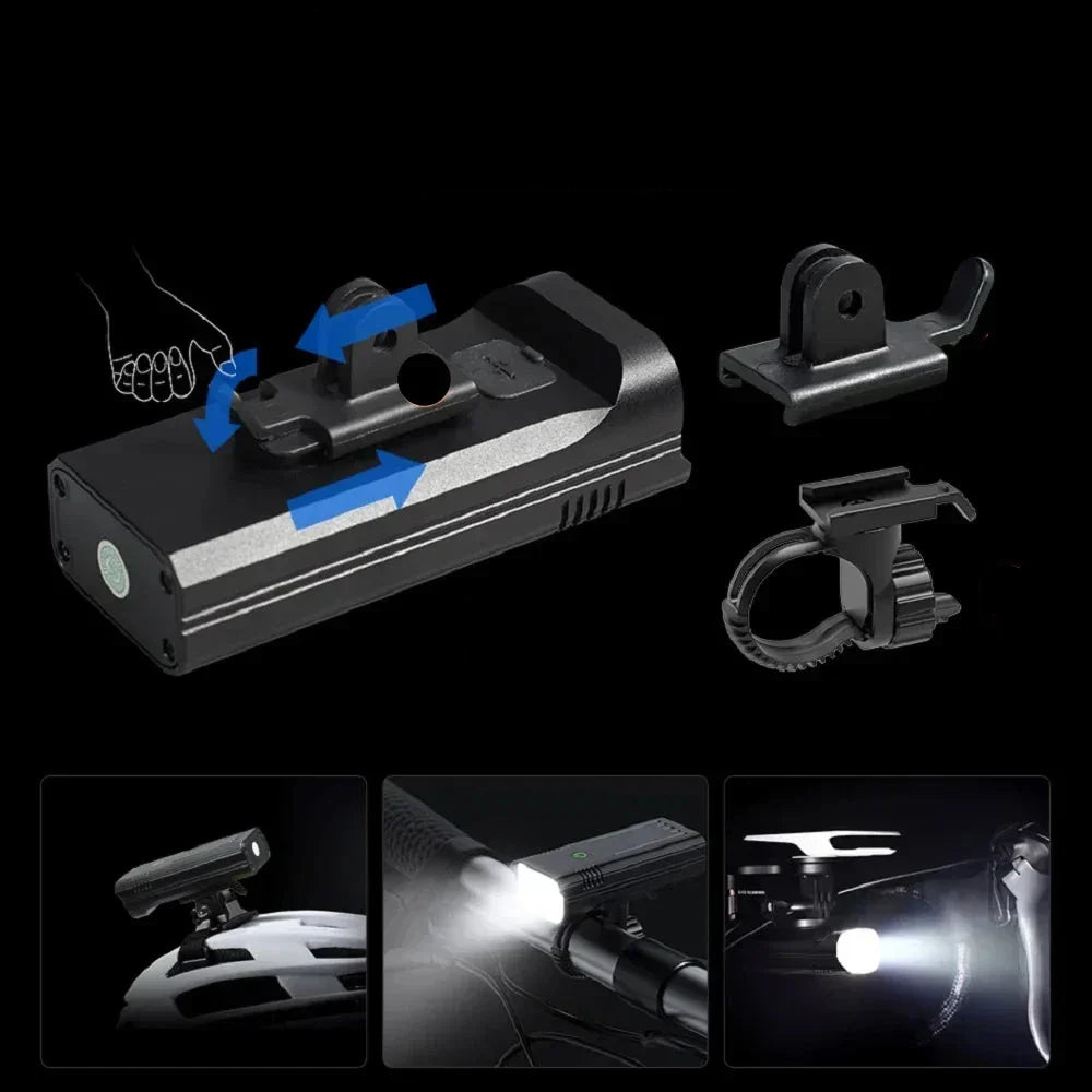 Fahrradlampe LED vorne – 5000 Lumen Fahrradstrahler mit 12 LEDs & USB-C Akku 10000mAh