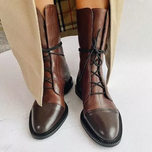 Women’s Lace-Up Mid-Calf Boots | Comfortable Low Heel & Secure Fit for Casual and Dressy Outfits