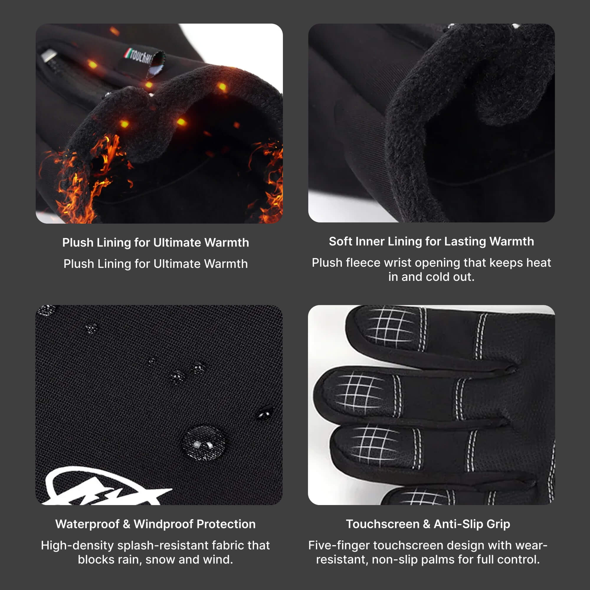 Gants Chauffants Homme | Gants d’Hiver Thermiques Imperméables avec Chauffage & Fonction Tactile