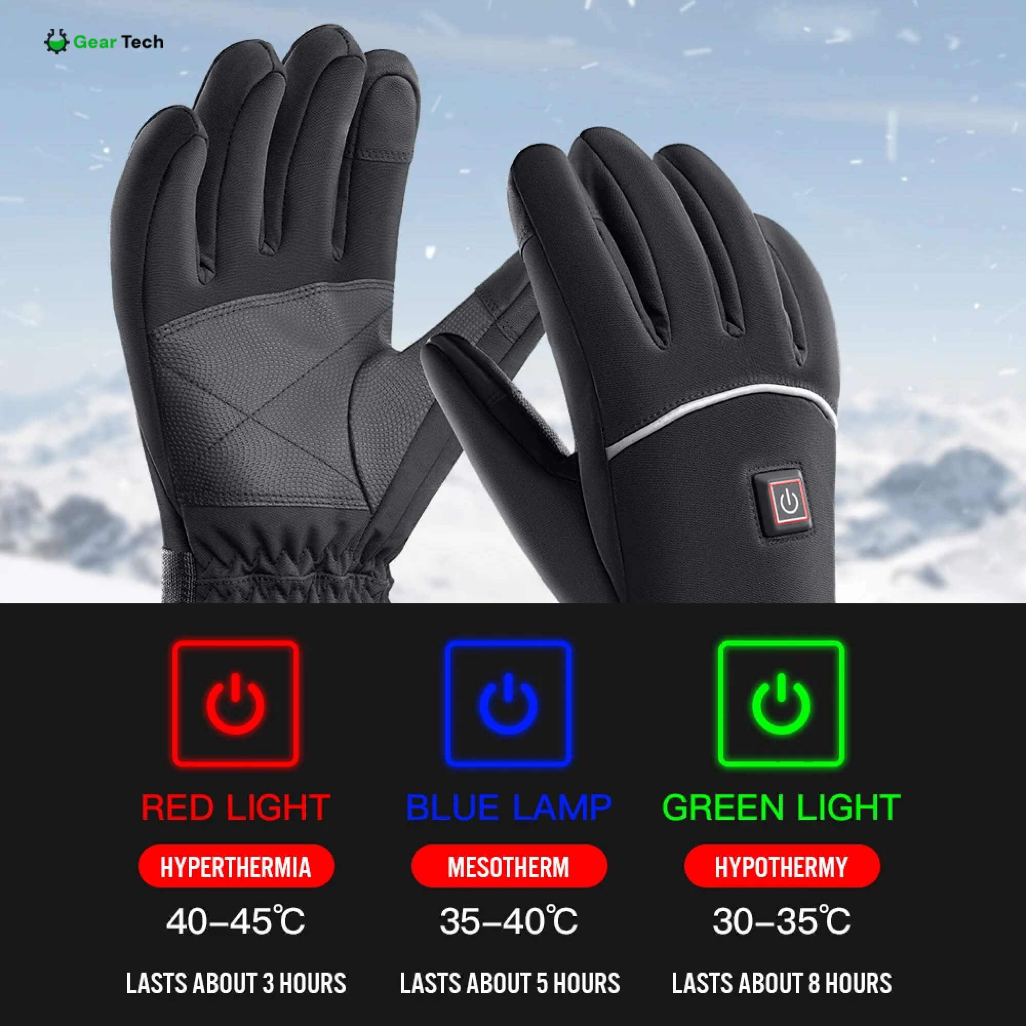 Gants Chauffants pour Raynaud & Arthrite | Gants Thermiques Rechargeables Imperméables avec 3 Niveaux de Chaleur – Soulagement de la Douleur