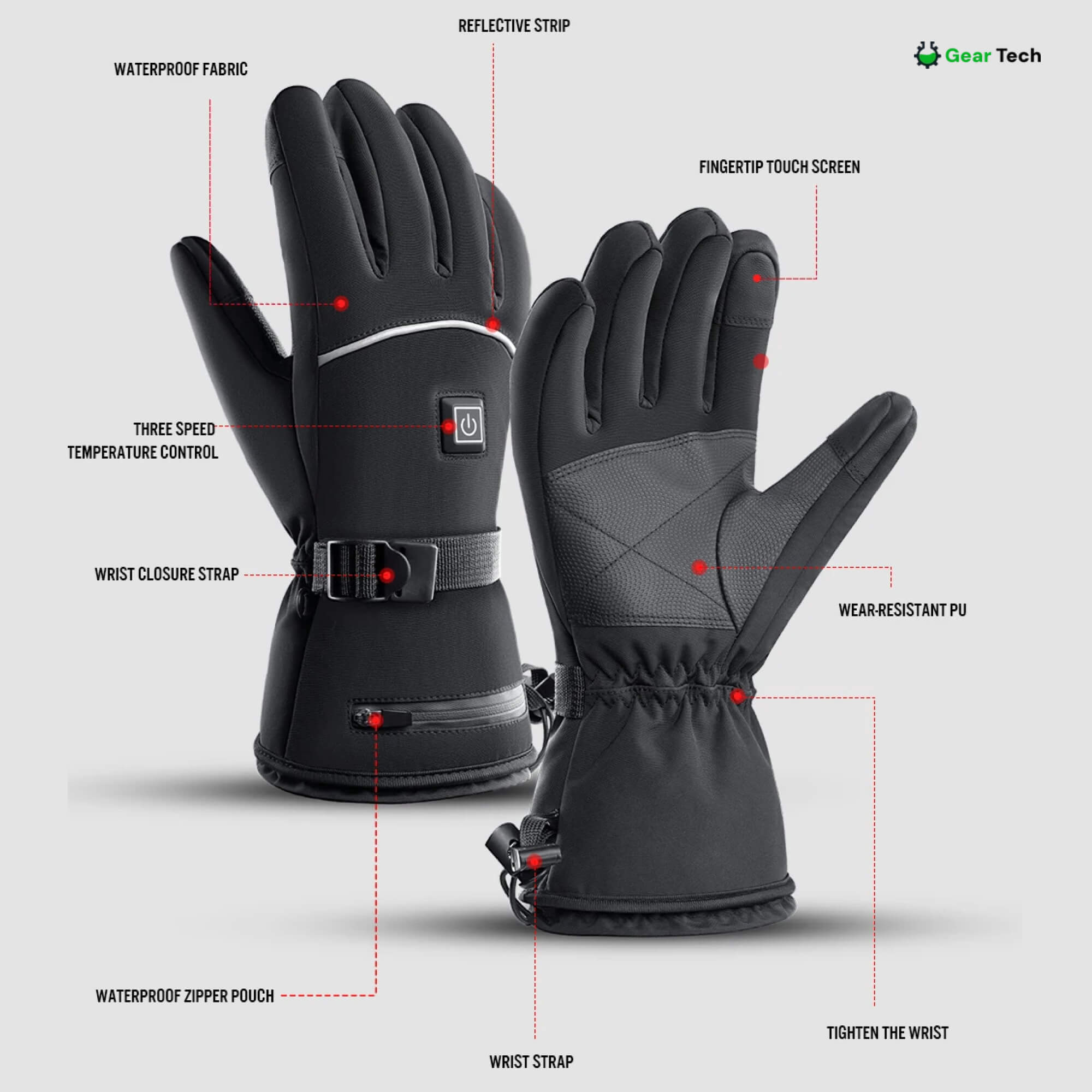 Gants Chauffants pour Raynaud & Arthrite | Gants Thermiques Rechargeables Imperméables avec 3 Niveaux de Chaleur – Soulagement de la Douleur