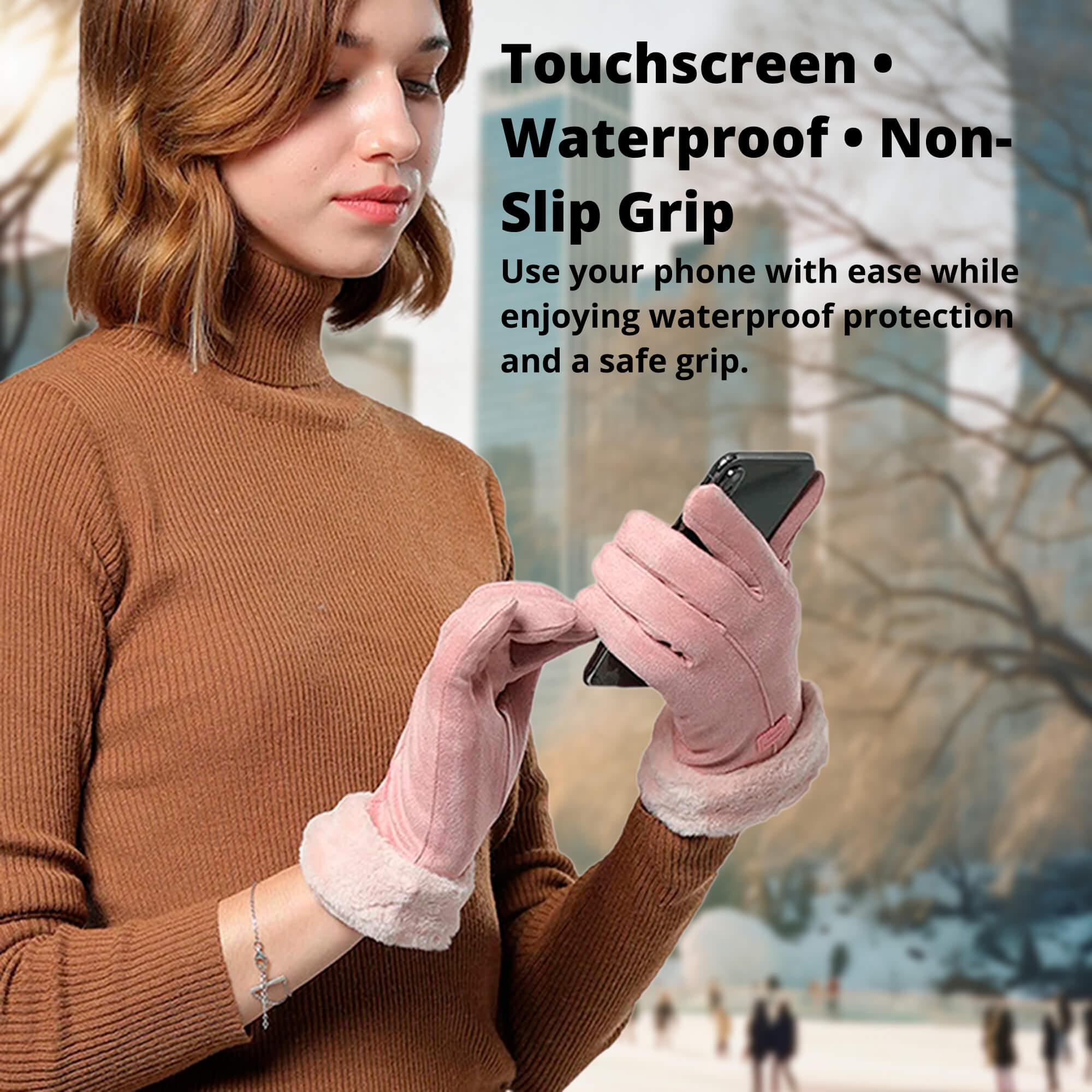Gants Chauffants Femme | Gants d’Hiver Thermiques Imperméables avec Écran Tactile & Recharge USB