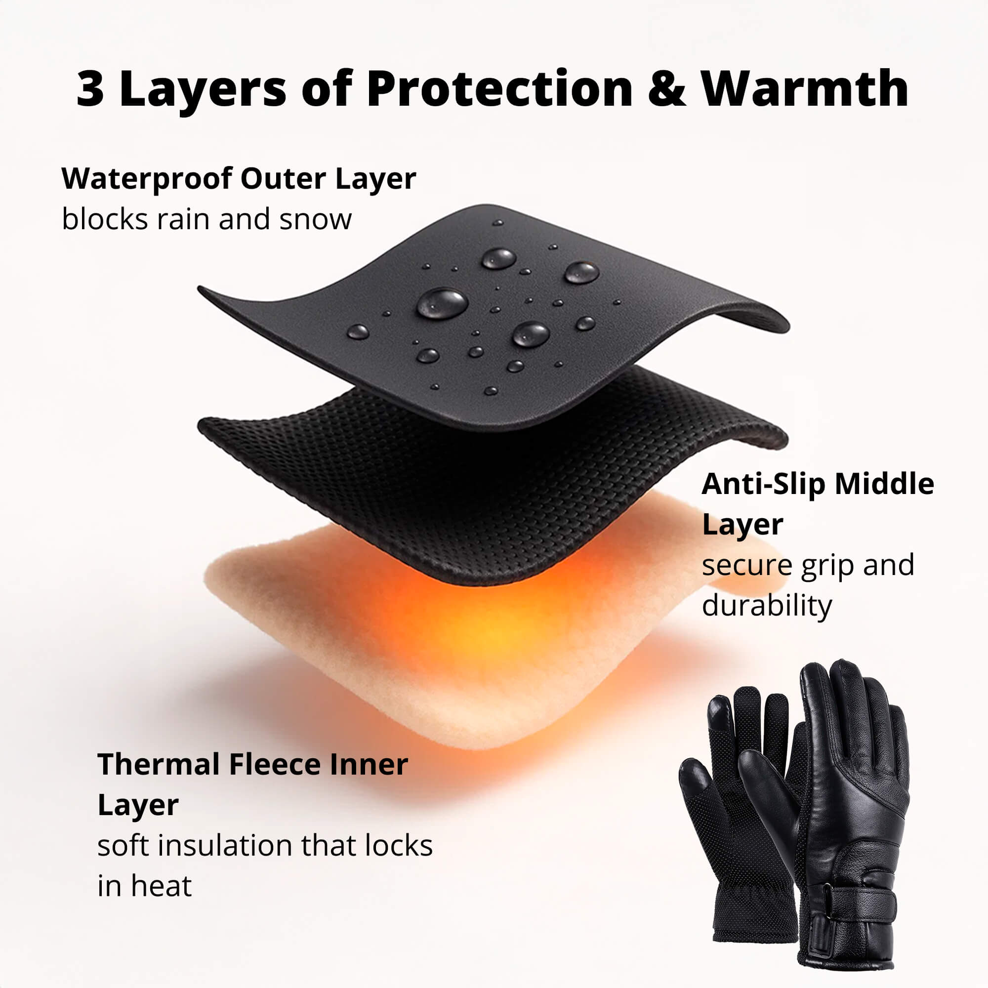 Gants Chauffants Femme | Gants d’Hiver Thermiques Imperméables avec Écran Tactile & Recharge USB