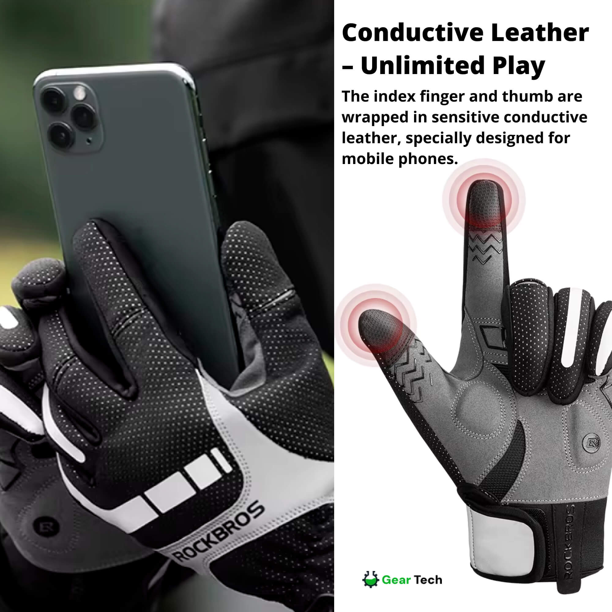 Gants Chauffants Moto | Gants d’Hiver pour Motards avec Protection des Articulations, Essuie-Visière & Écran Tactile