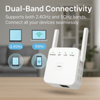 UltraXtend 5G WiFi Booster – Potente Ripetitore WiFi Dual-Band per Casa e Giardino con Copertura Estesa del Segnale