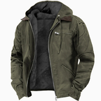 Men’s Outdoor Jacket | Durable Polyester, Adjustable Hood & Insulated for Cold Weather