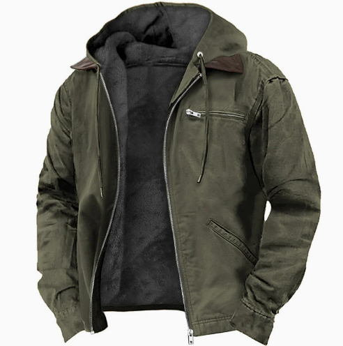 Men’s Outdoor Jacket | Durable Polyester, Adjustable Hood & Insulated for Cold Weather